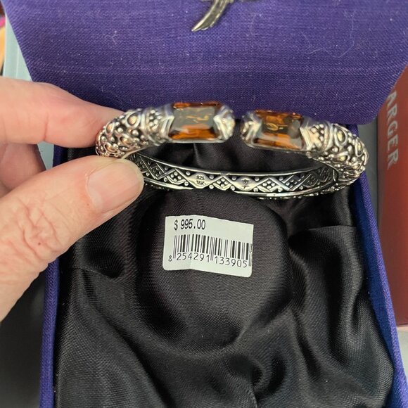 JOHN HARDY BRACELET 18K STERLING SMOKEY QUARTZ KICK CUFF - Picture 3 of 5